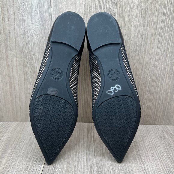 Michael Kors Leilah Flats Womens 6M Leather Mesh Pointed Toe Slip-On Shoes Black - Picture 11 of 11